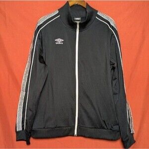 Umbro Black Track Jacket Size XL Blokecore White Geometric Stripes Y2K Athletic